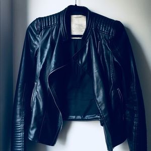 Black leather moto jacket